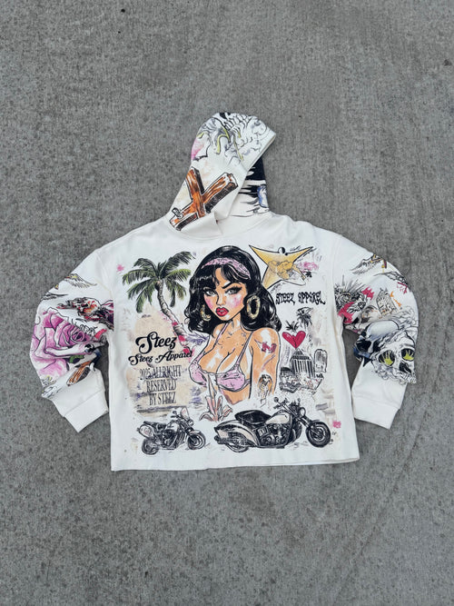 Cream Steez Oversized Thermal hoodie