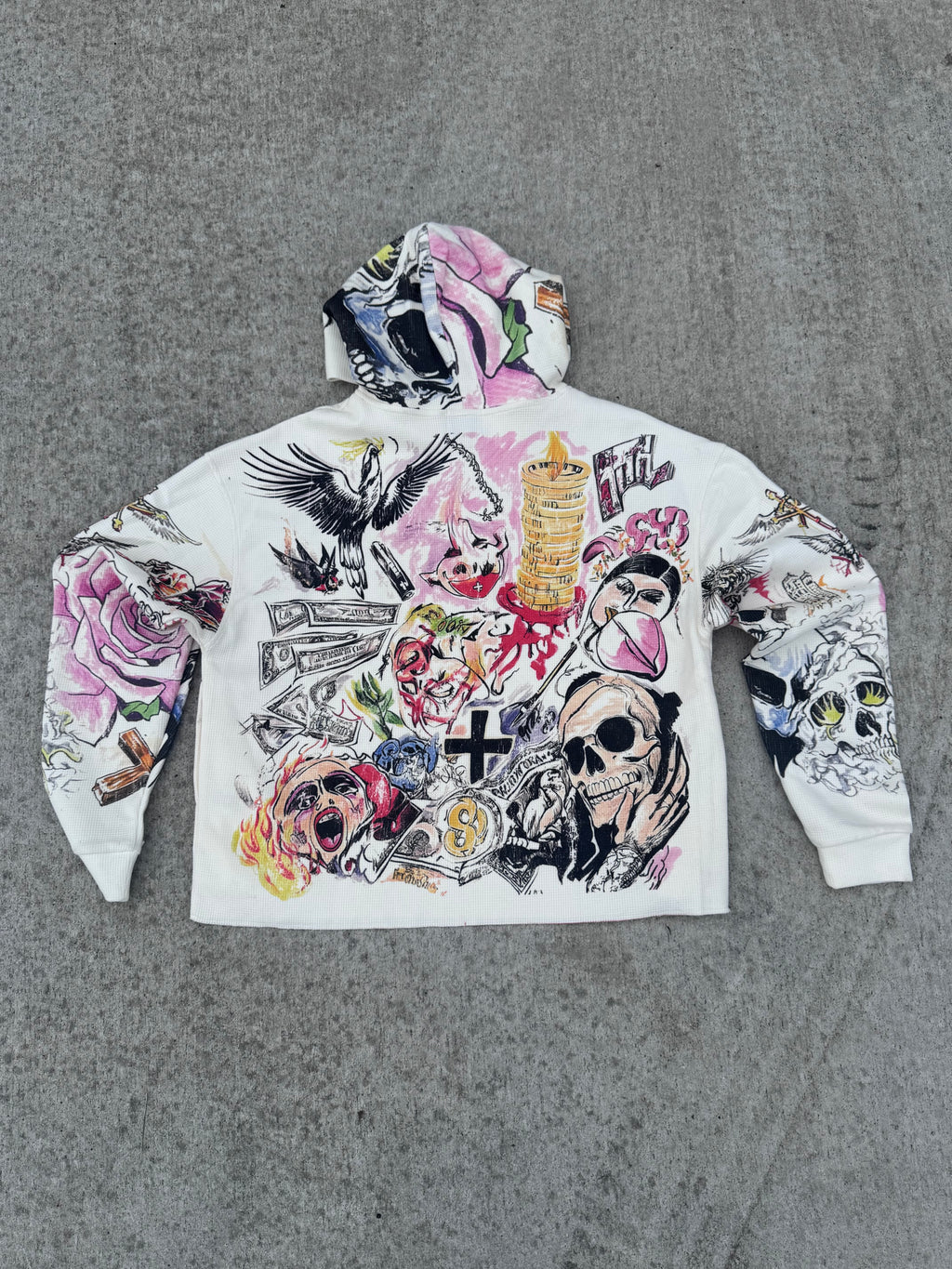 Cream Steez Oversized Thermal hoodie